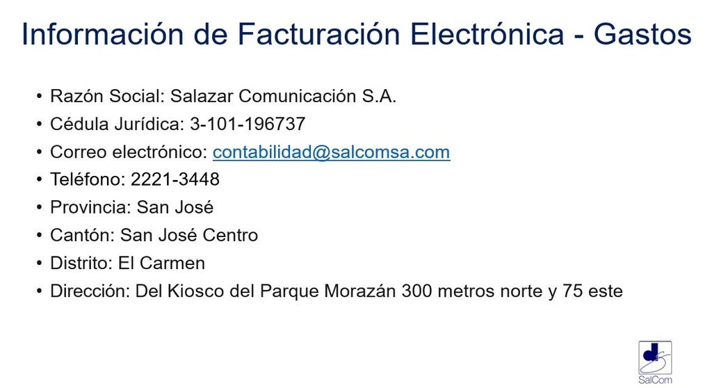 INFORMACION FACTURA ELECTRONICA - GASTOS